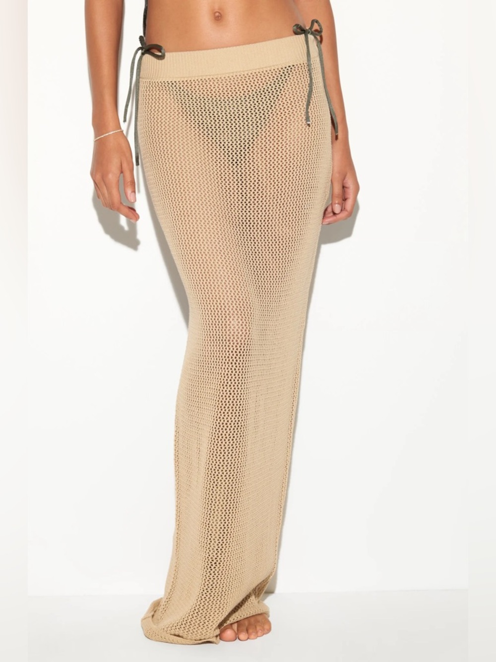 Spiritual Gangster Carmen Crochet Maxi Skirt Tan XL